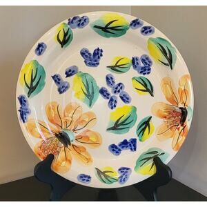 Royal Norfolk Floral Handpainted Stoneware Dinner Plates Set Of 2 Blue Org 10.5